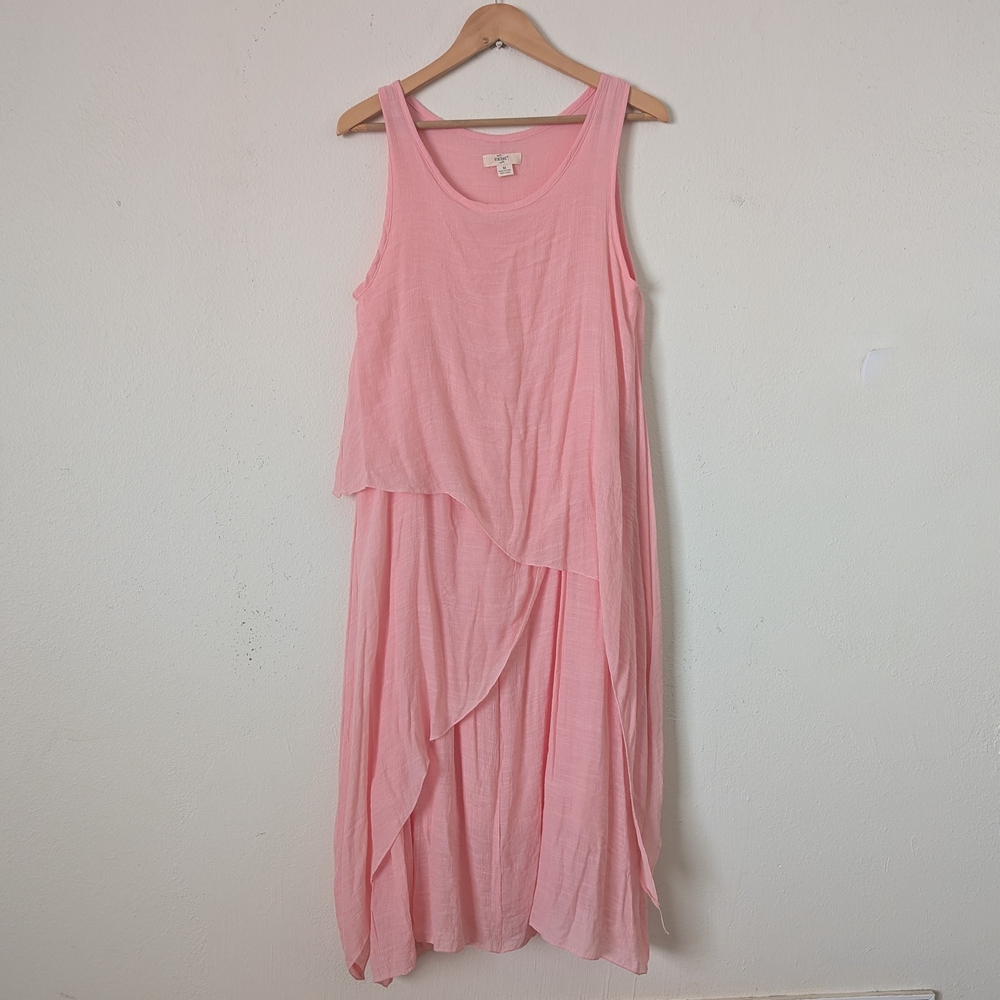 Exist Sleeveless Assymetrical Layered Maxi Dress, Pink, Size Med